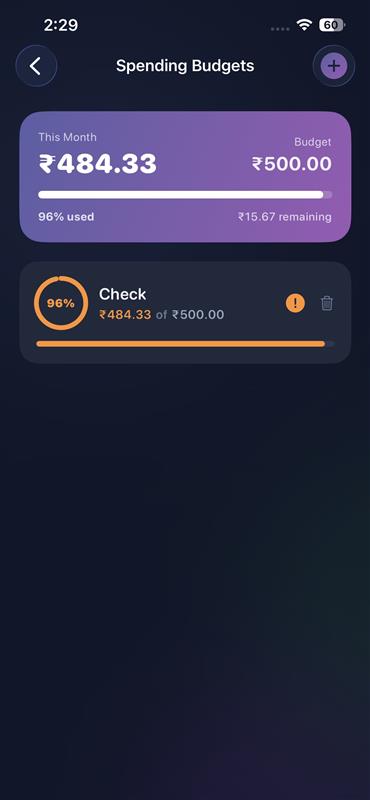 Spending Budgets Screenshot