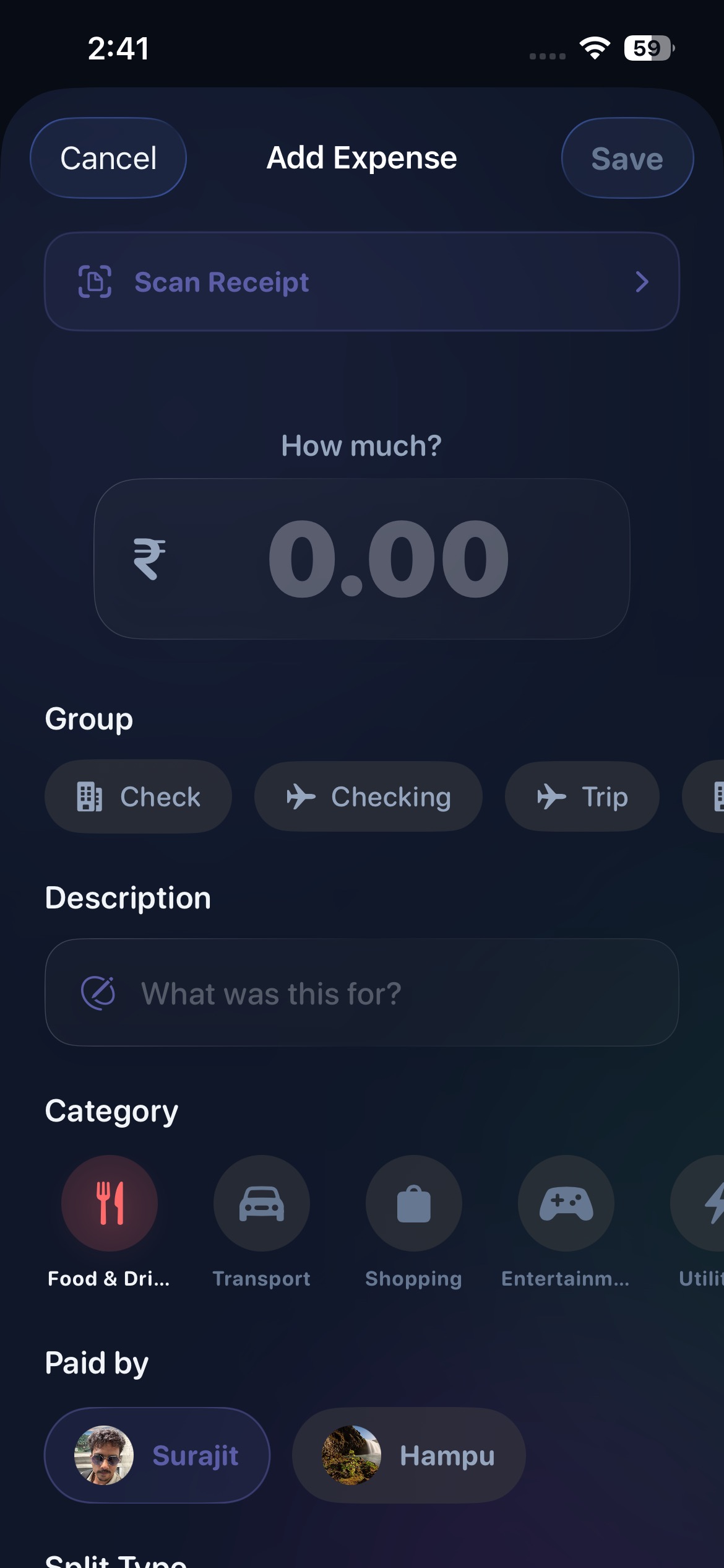 Add Expense Screenshot