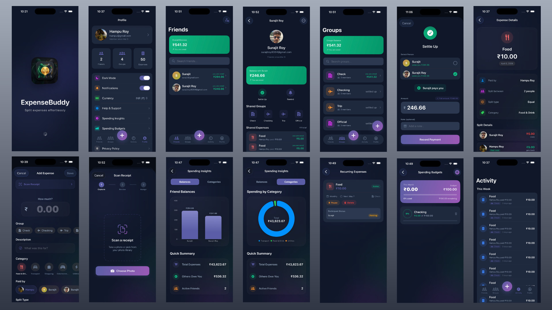 ExpenseBuddy App Dashboard Interface